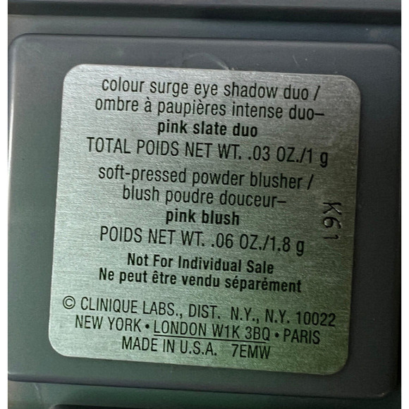 Clinique Colour Surge Eye Shadow Duo Pink Slate .03oz Pressed Powder Make Up - Picture 2 of 2